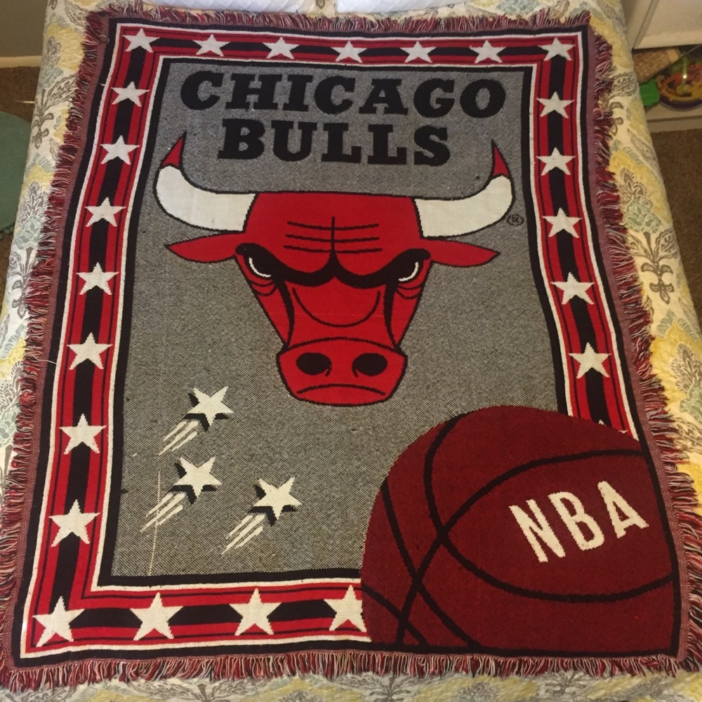 Vintage Chicago Bulls Blanket Throw NBA